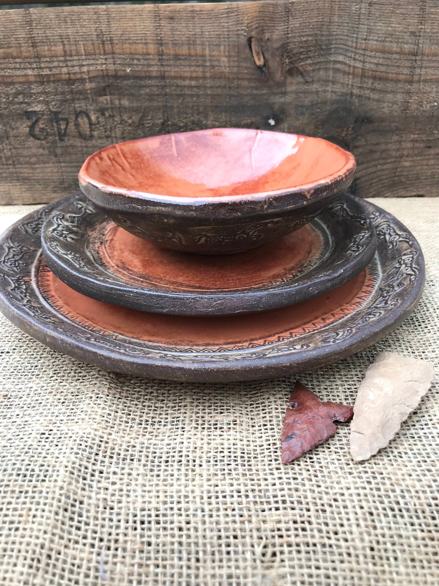 Rustic Wild Mustang Dinnerware Set ~ Sedona Red & Brown