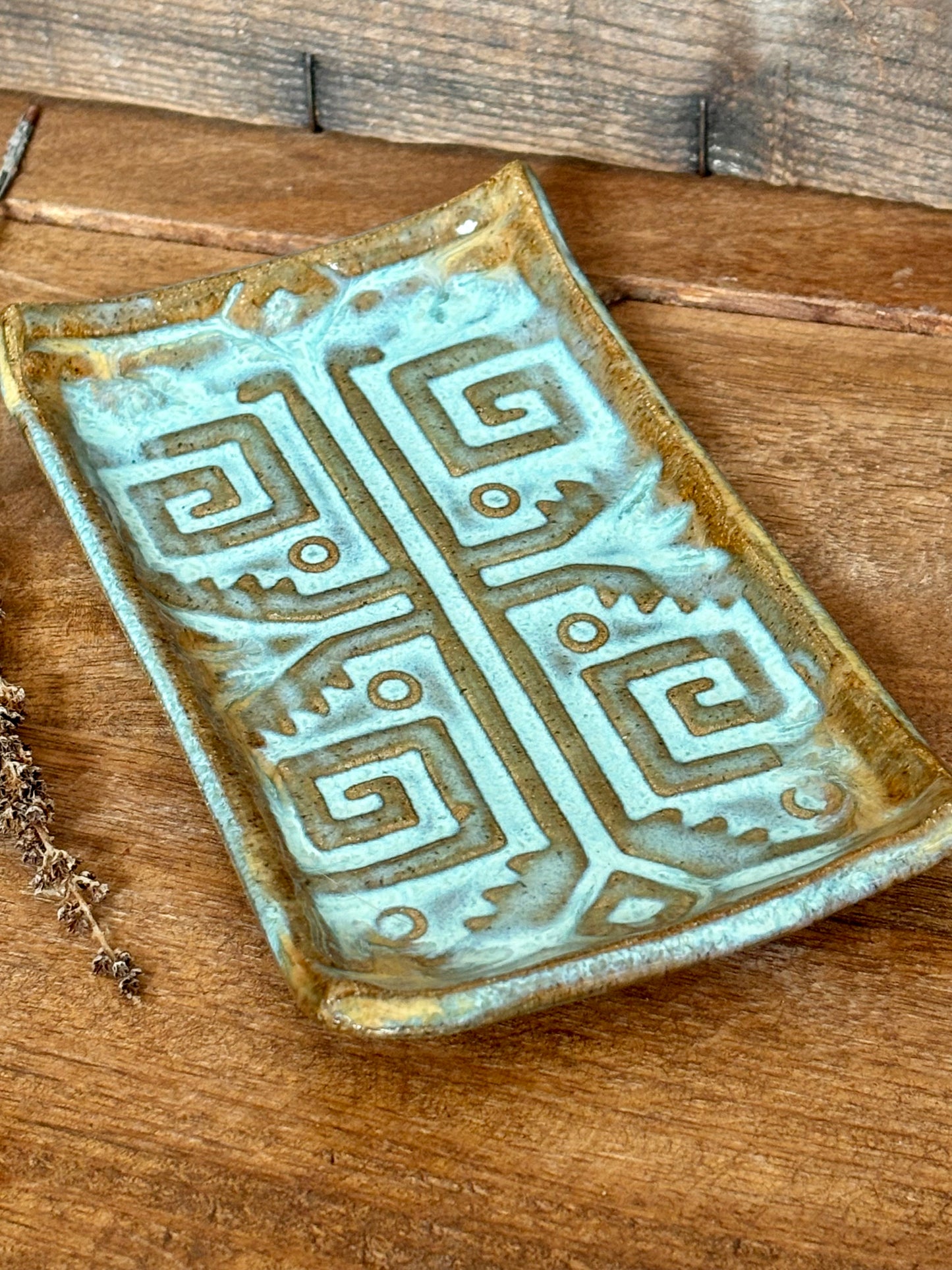 Rustic Southwestern Soap Holder in Turquoise and Brown