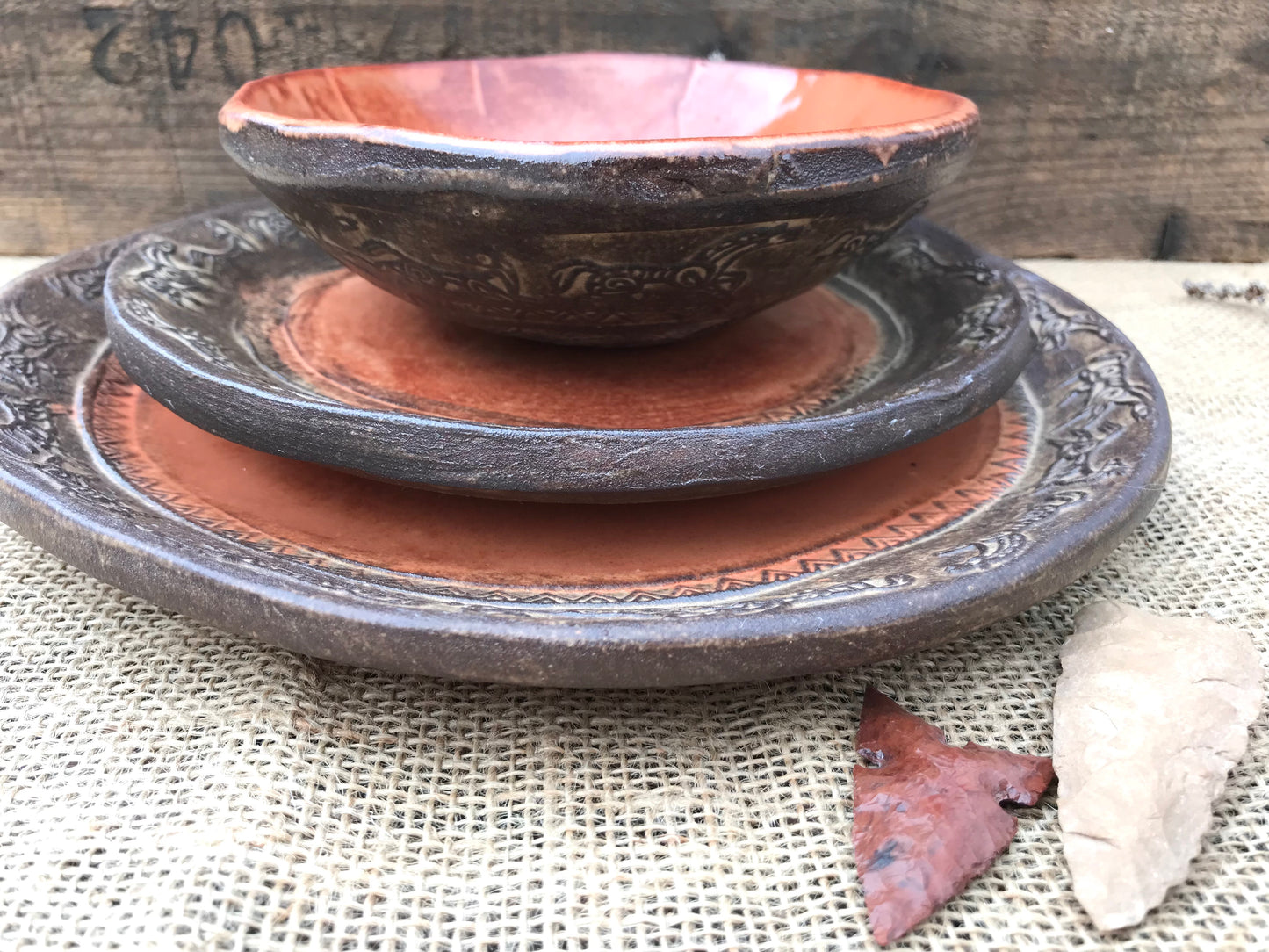 Rustic Wild Mustang Dinnerware Set ~ Sedona Red & Brown