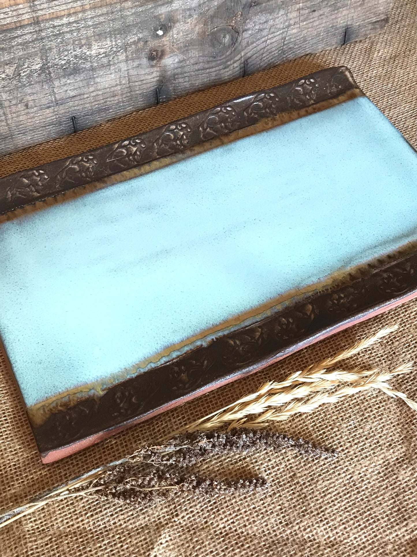 Rustic Wild Buffalo Serving Platter ~ Turquoise & Brown ~ Appetizers & Cheese