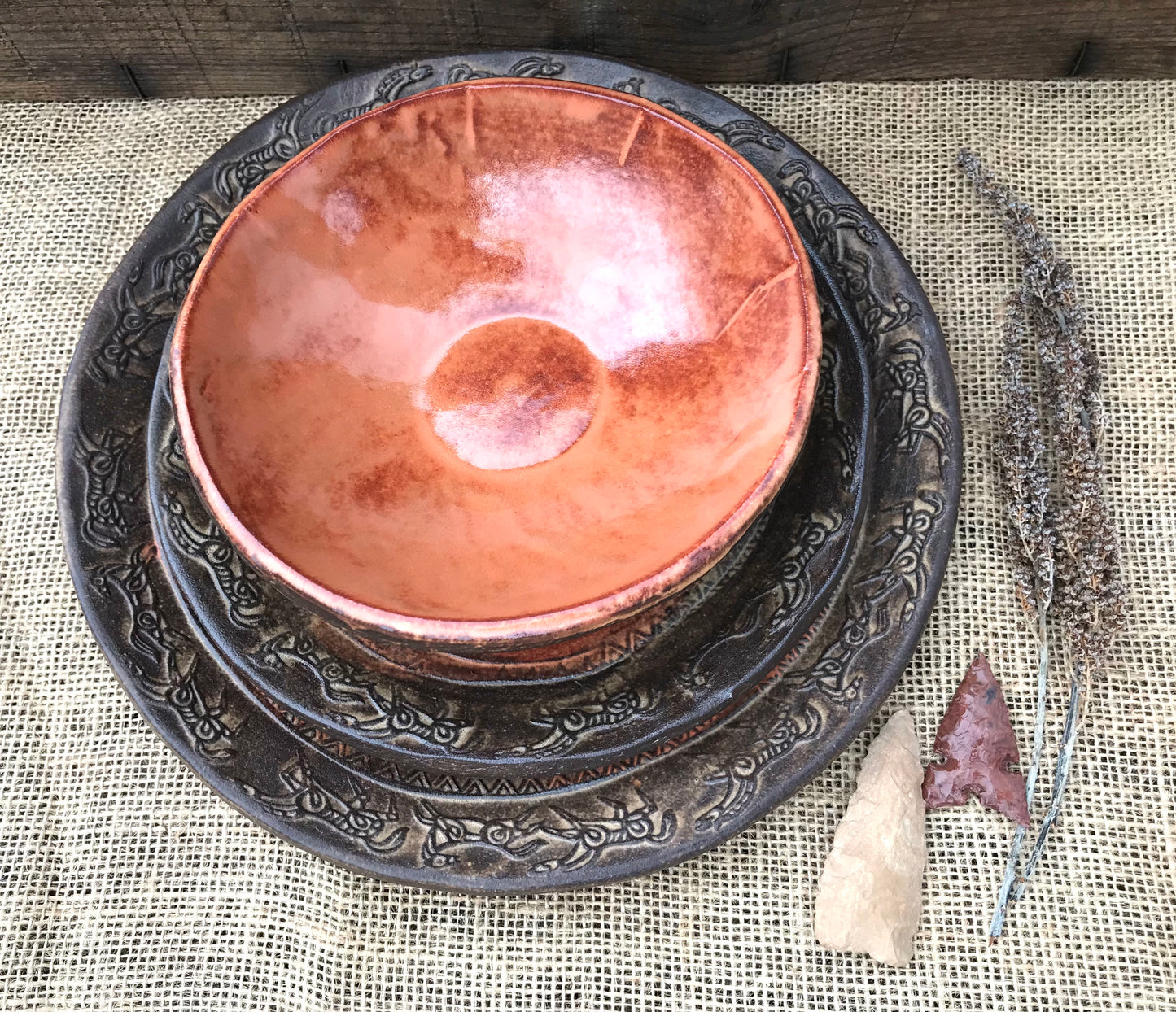Rustic Wild Mustang Dinnerware Set ~ Sedona Red & Brown