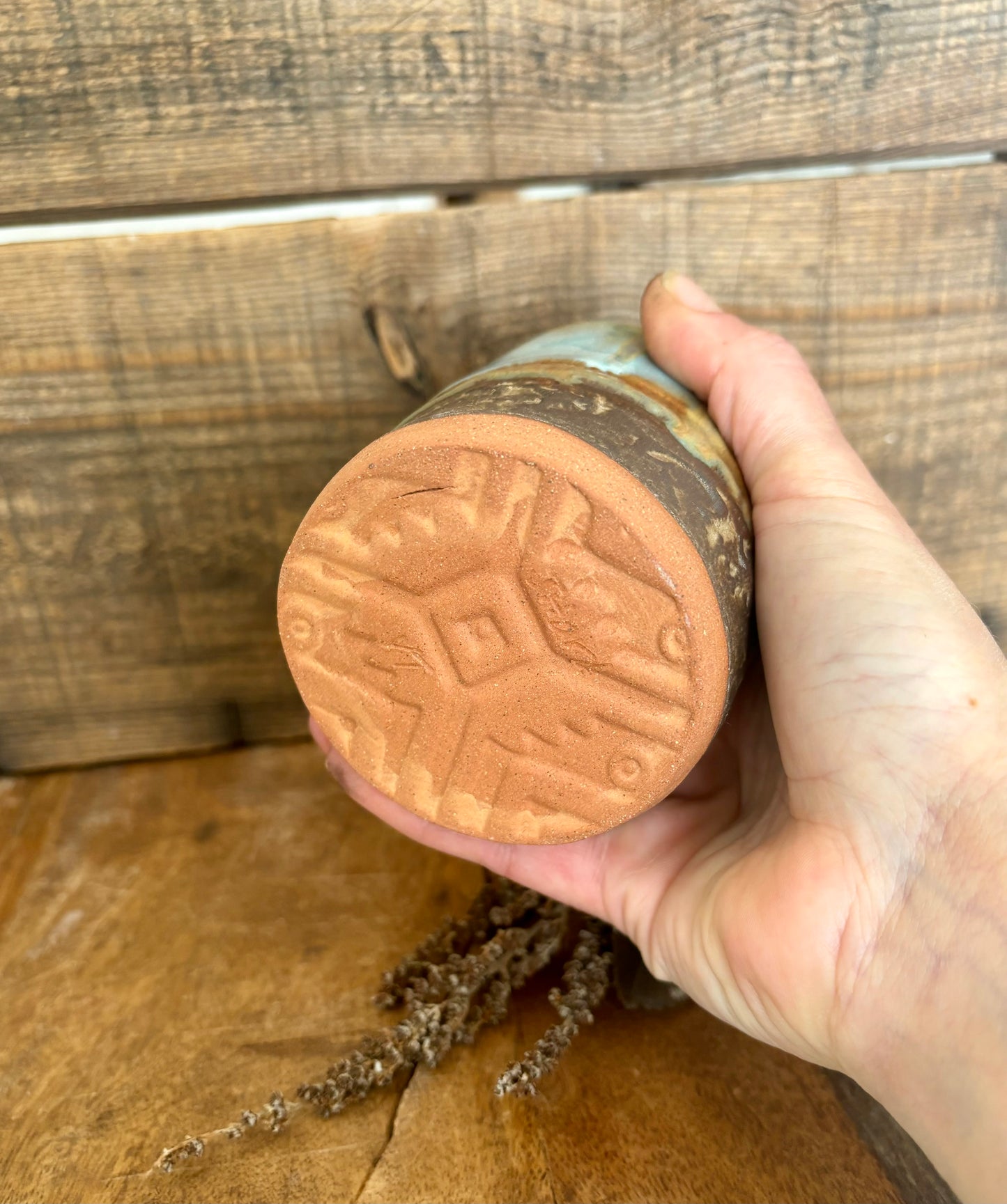 Wild Buffalo Shortie Tumbler ~ 8 oz~ Turquoise & Brown Glaze