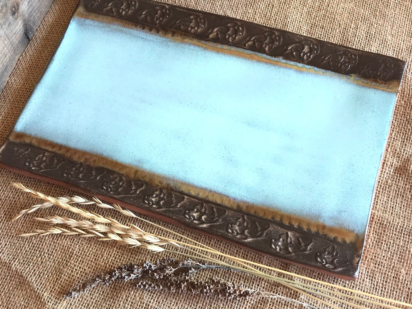 Rustic Wild Buffalo Serving Platter ~ Turquoise & Brown ~ Appetizers & Cheese