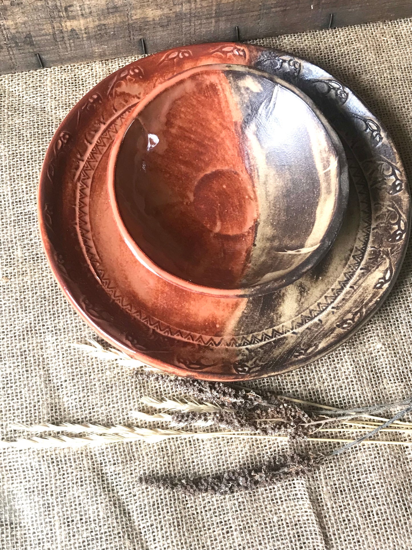 Rustic Wild Buffalo Dinnerware ~ Sedona Red & Brown