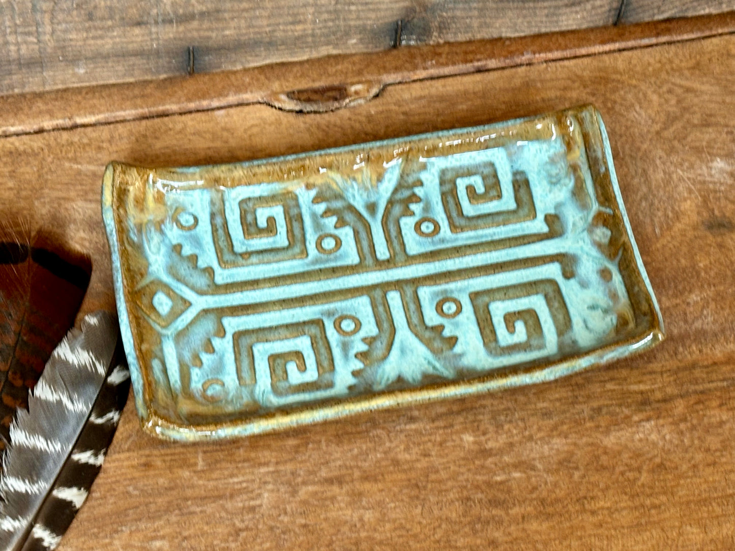 Rustic Southwestern Soap Holder in Turquoise and Brown
