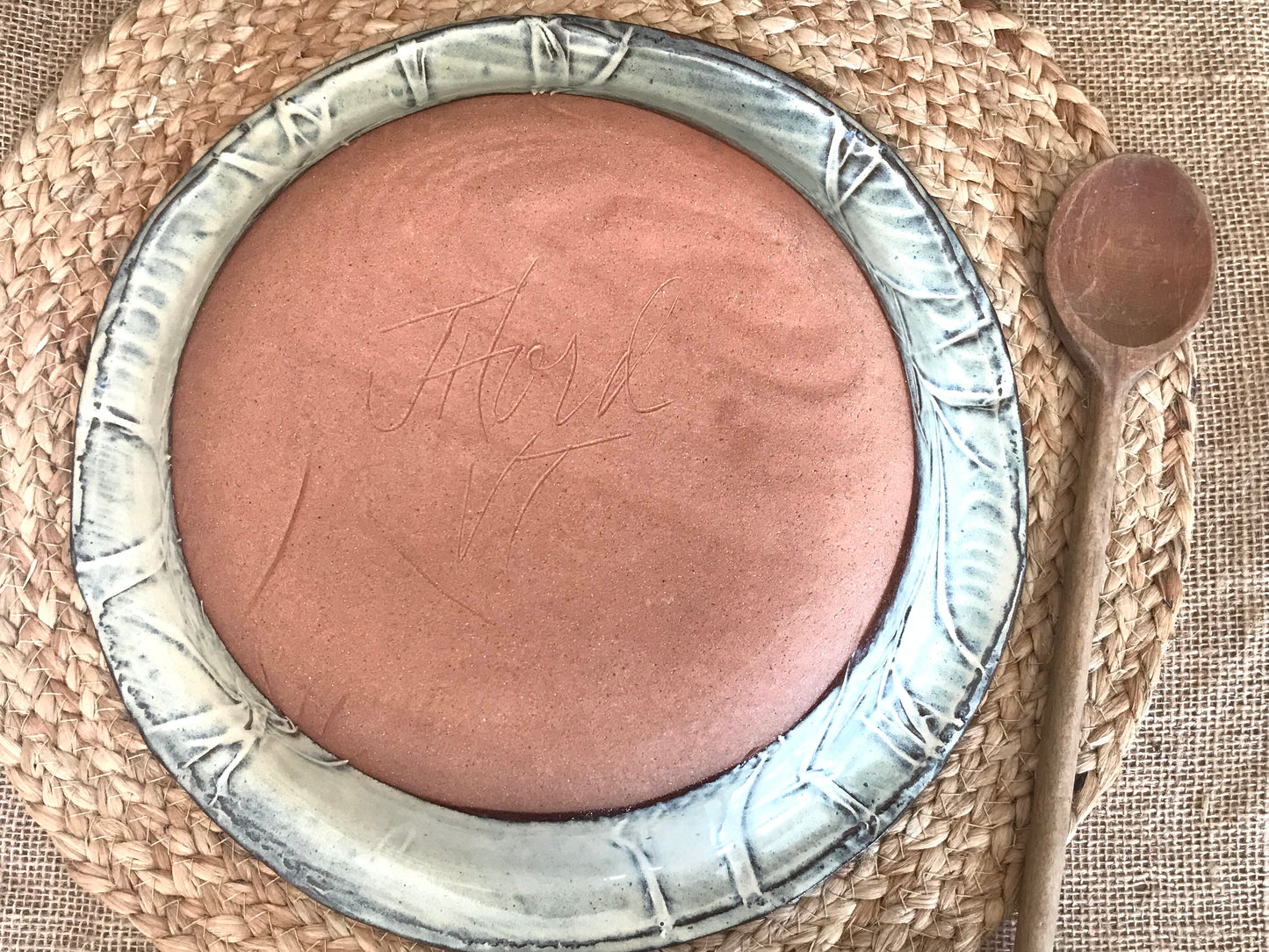 Rustic Native Mandala Serving & Baking Bowl ~ 12” Diameter ~ 2.5” Depth~ Turquoise & Brown & Birch