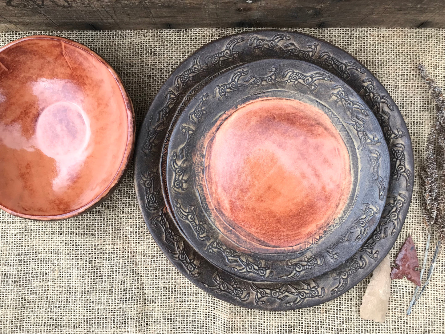 Rustic Wild Mustang Dinnerware Set ~ Sedona Red & Brown