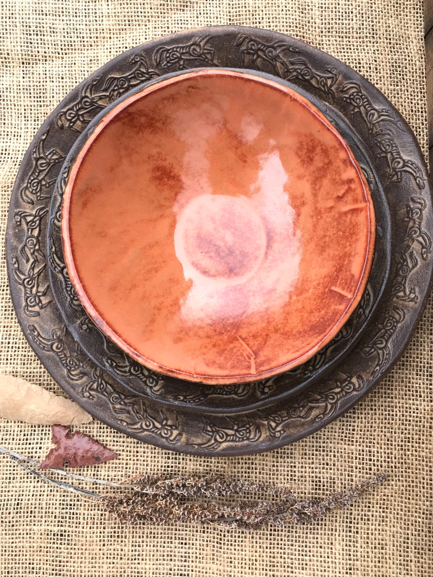 Rustic Wild Mustang Dinnerware Set ~ Sedona Red & Brown