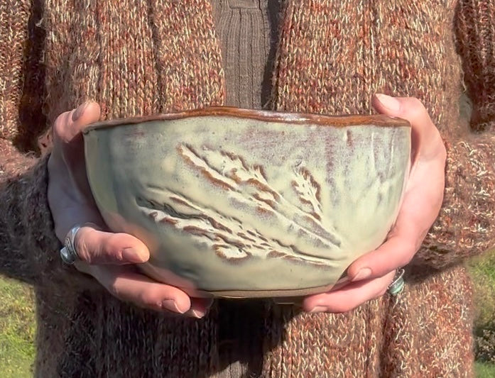 Rustic Wild Grasses Mixing & Serving Bowl ~ 7.5” x 3.75” ~ Birch & Brown