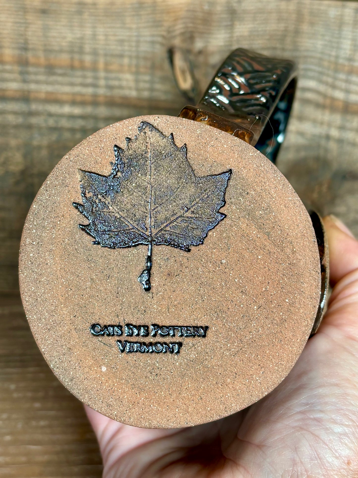 Vermont Love Mug ~ 14 oz~ Smokey Charcoal & Brown Glaze