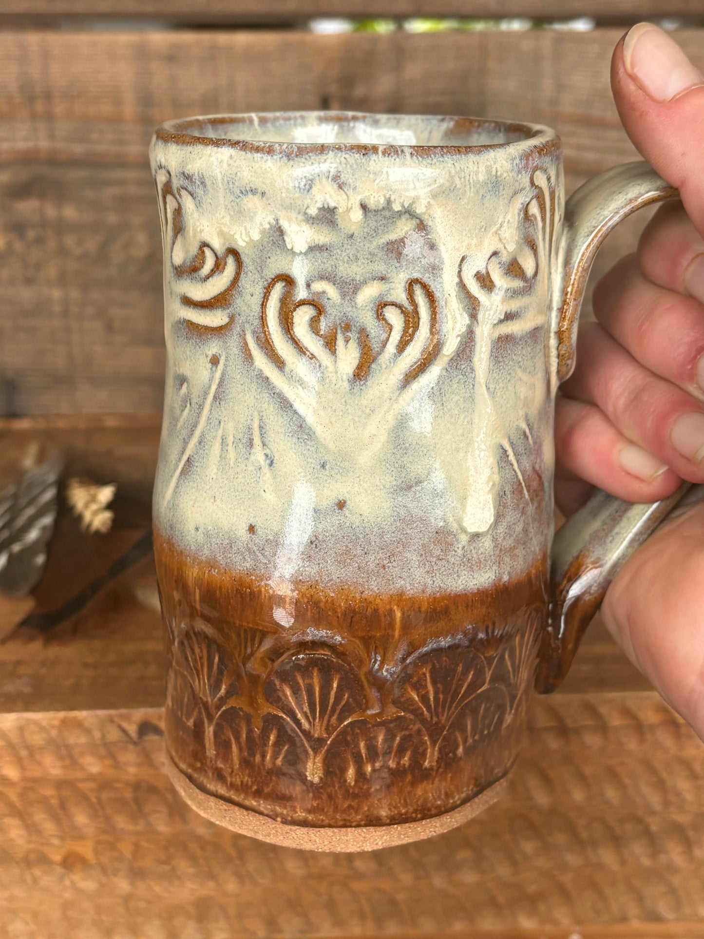 Native Mandala Mug ~ 12oz~ Birch & Brown Glaze