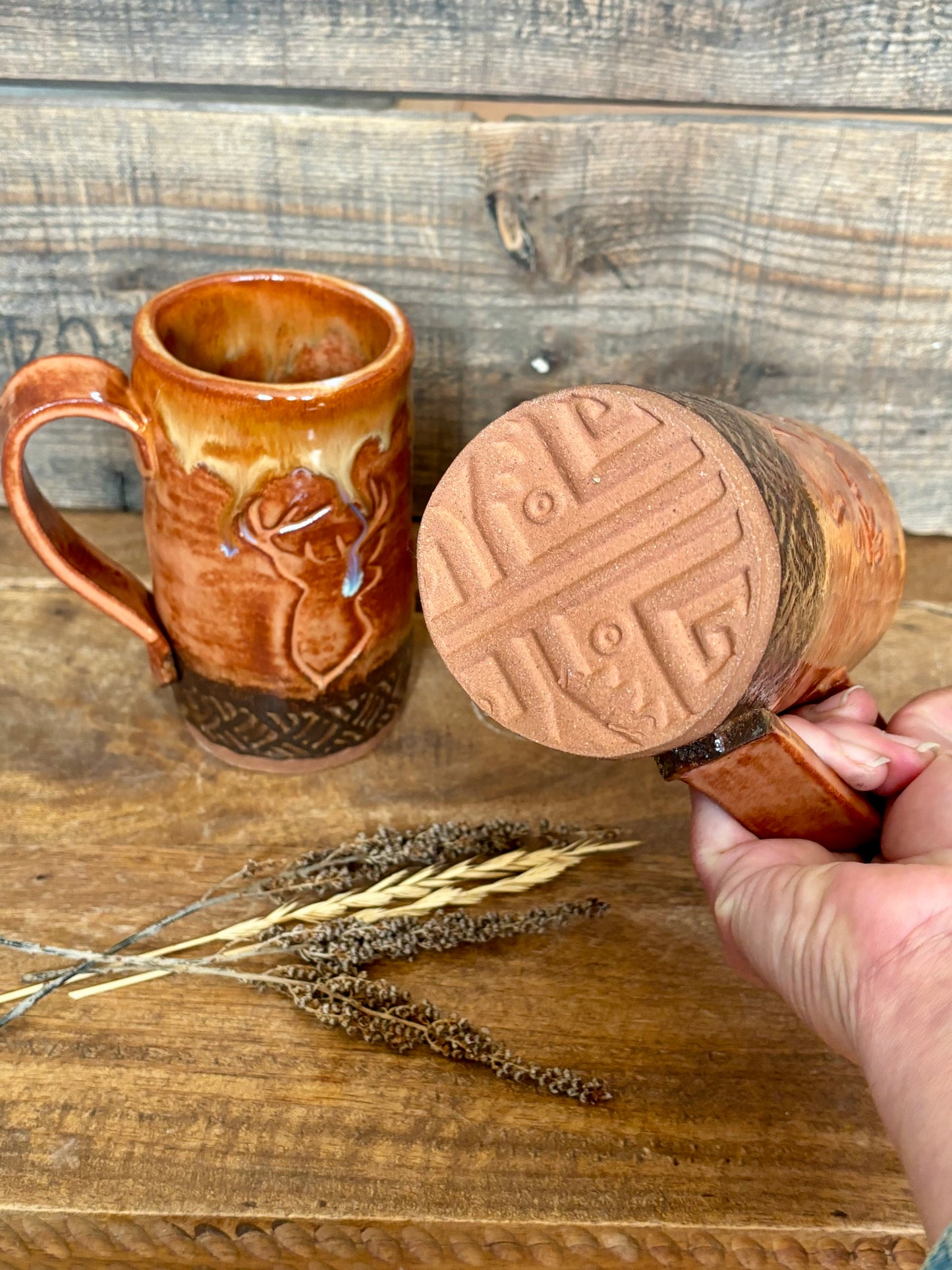 Wild Buck Mug ~ 12oz~ Sedona Red & Brown Glaze
