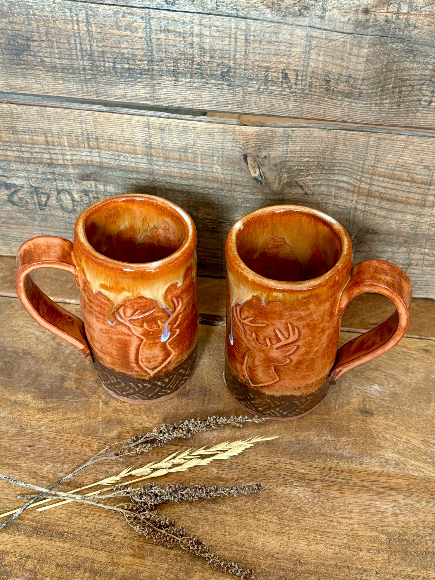 Wild Buck Mug ~ 12oz~ Sedona Red & Brown Glaze