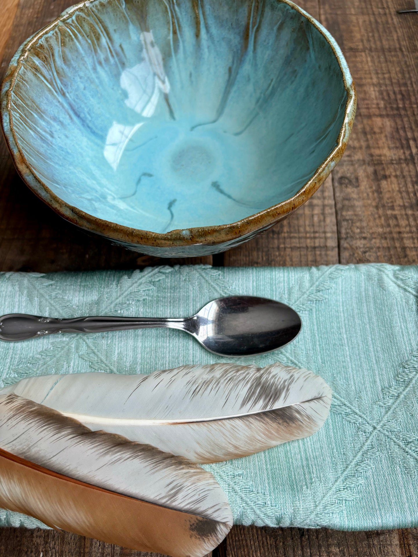 Rustic Wild Mustang Soup & Salad Big Bowl ~ 6” Diameter ~ 2.5” Depth~ Turquoise & Brown