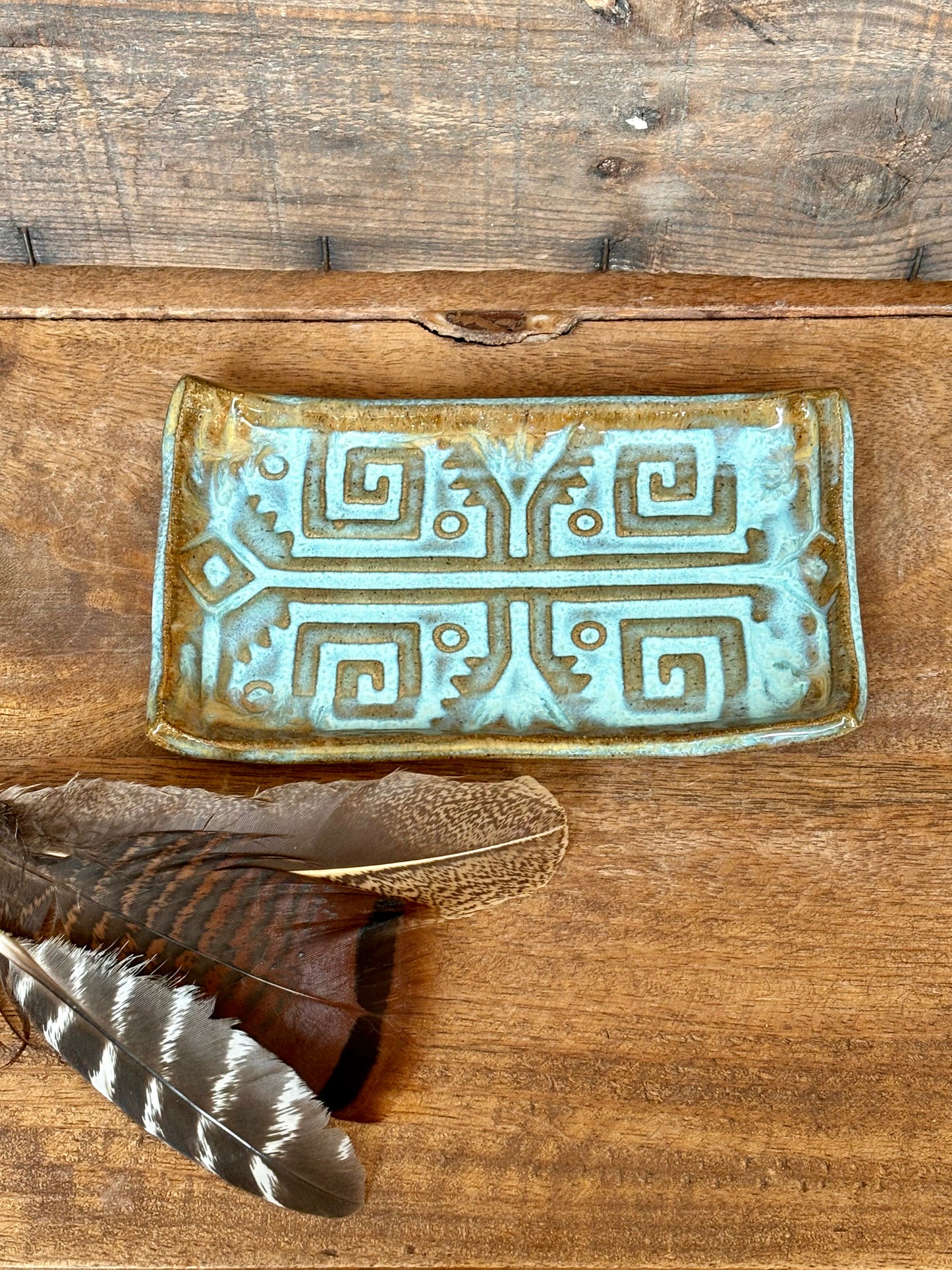 Rustic Southwestern Soap Holder in Turquoise and Brown