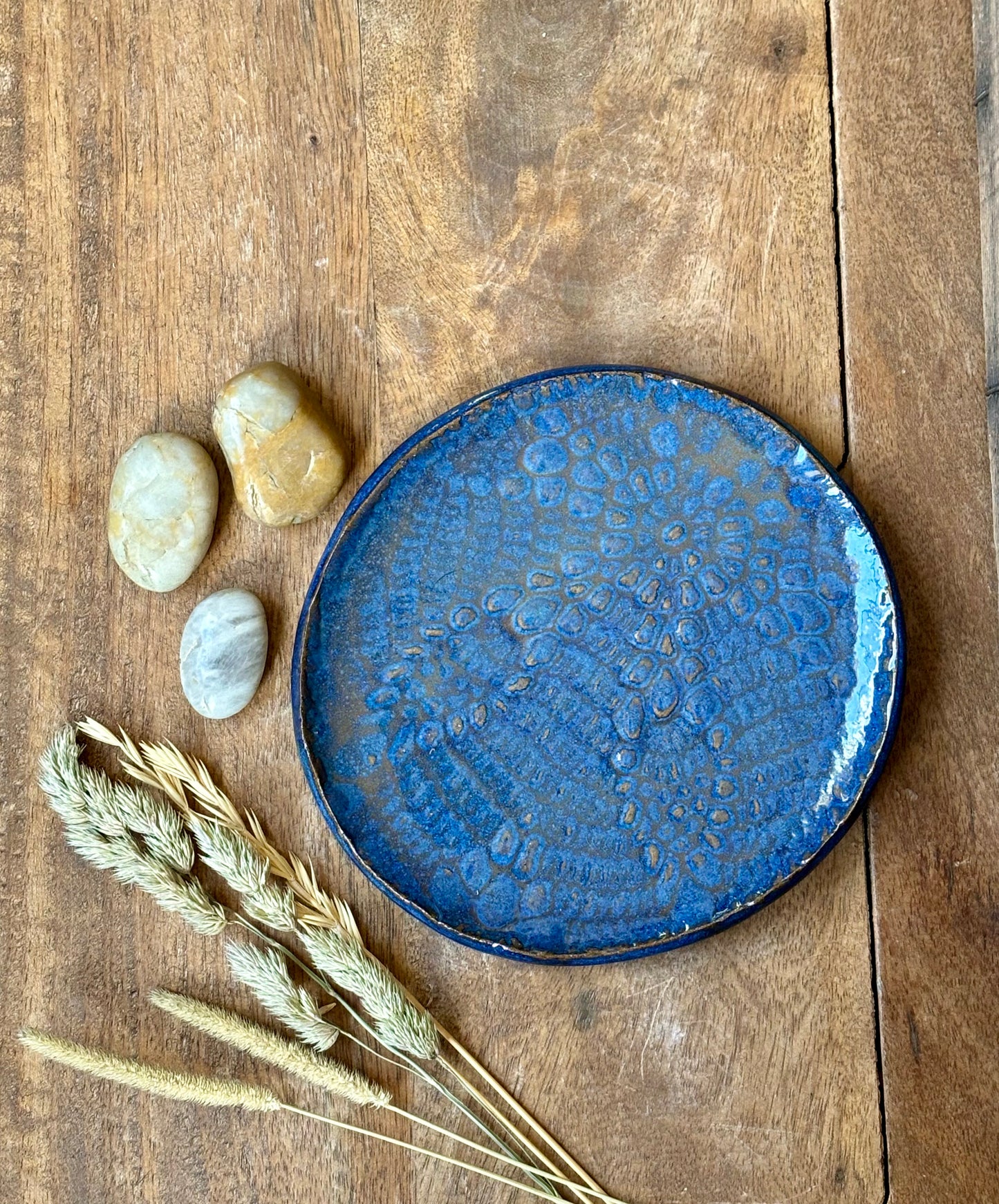 Rustic Antique Doily Soap Holder in Midnight Blue