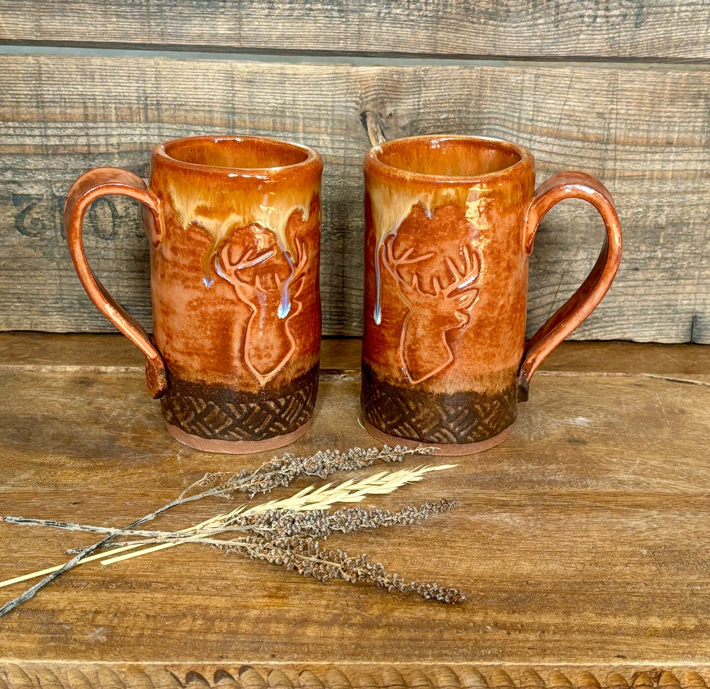 Wild Buck Mug ~ 12oz~ Sedona Red & Brown Glaze