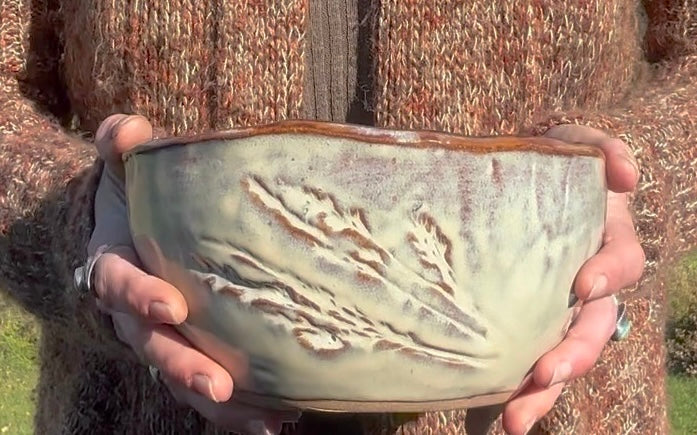 Rustic Wild Grasses Mixing & Serving Bowl ~ 7.5” x 3.75” ~ Birch & Brown