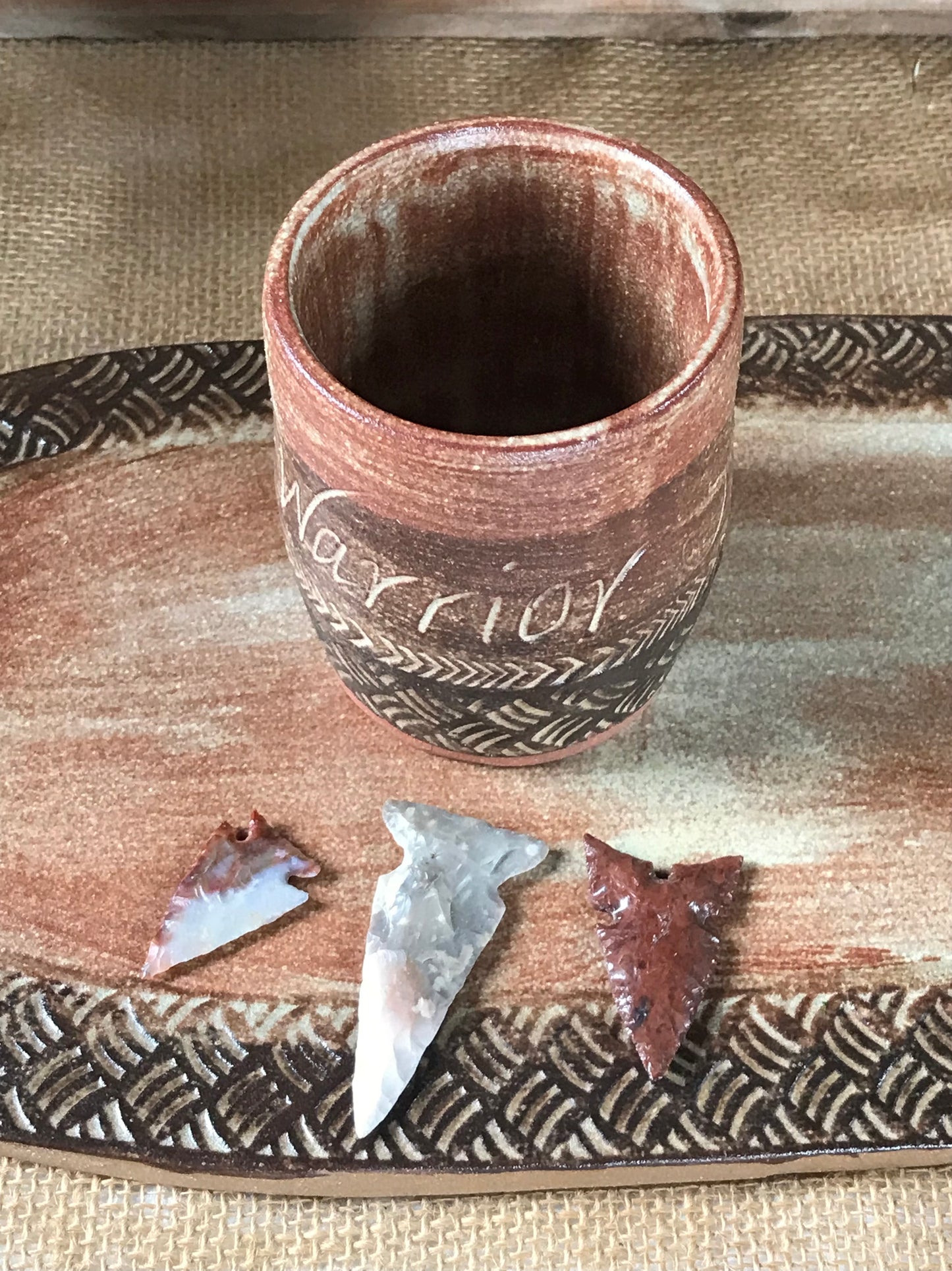 Warrior Strength Tumbler ~ 8 oz~ Sand & Brown Glaze