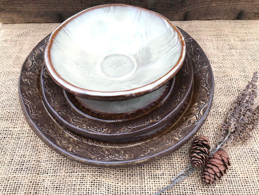 Rustic Wild Mustang Dinnerware ~ Dinner Plate/Salad Plate/Bowl ~ Birch & Brown