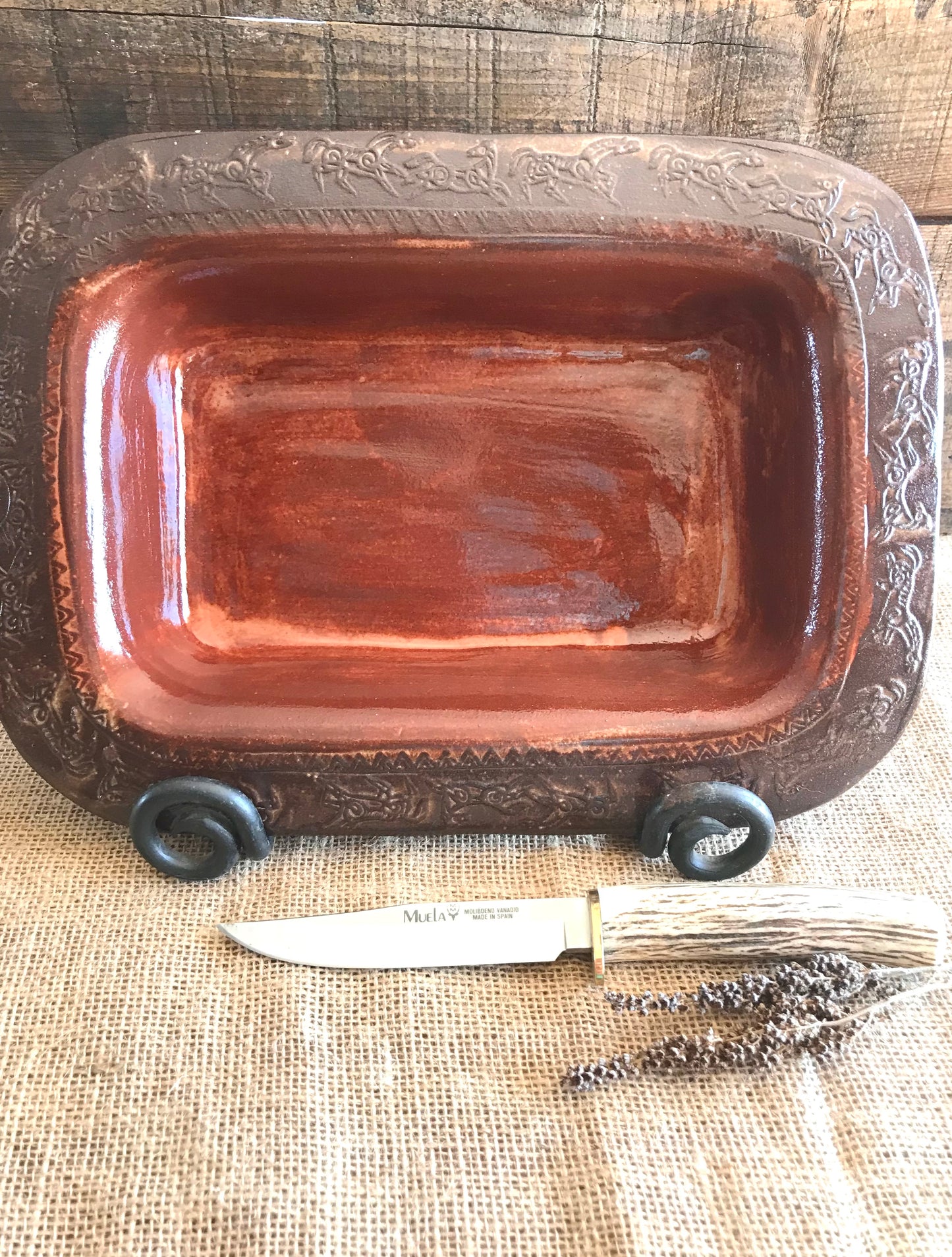 Rustic Wild Mustang Bread Baking & Meatloaf Pan ~ Sedona Red & Brown