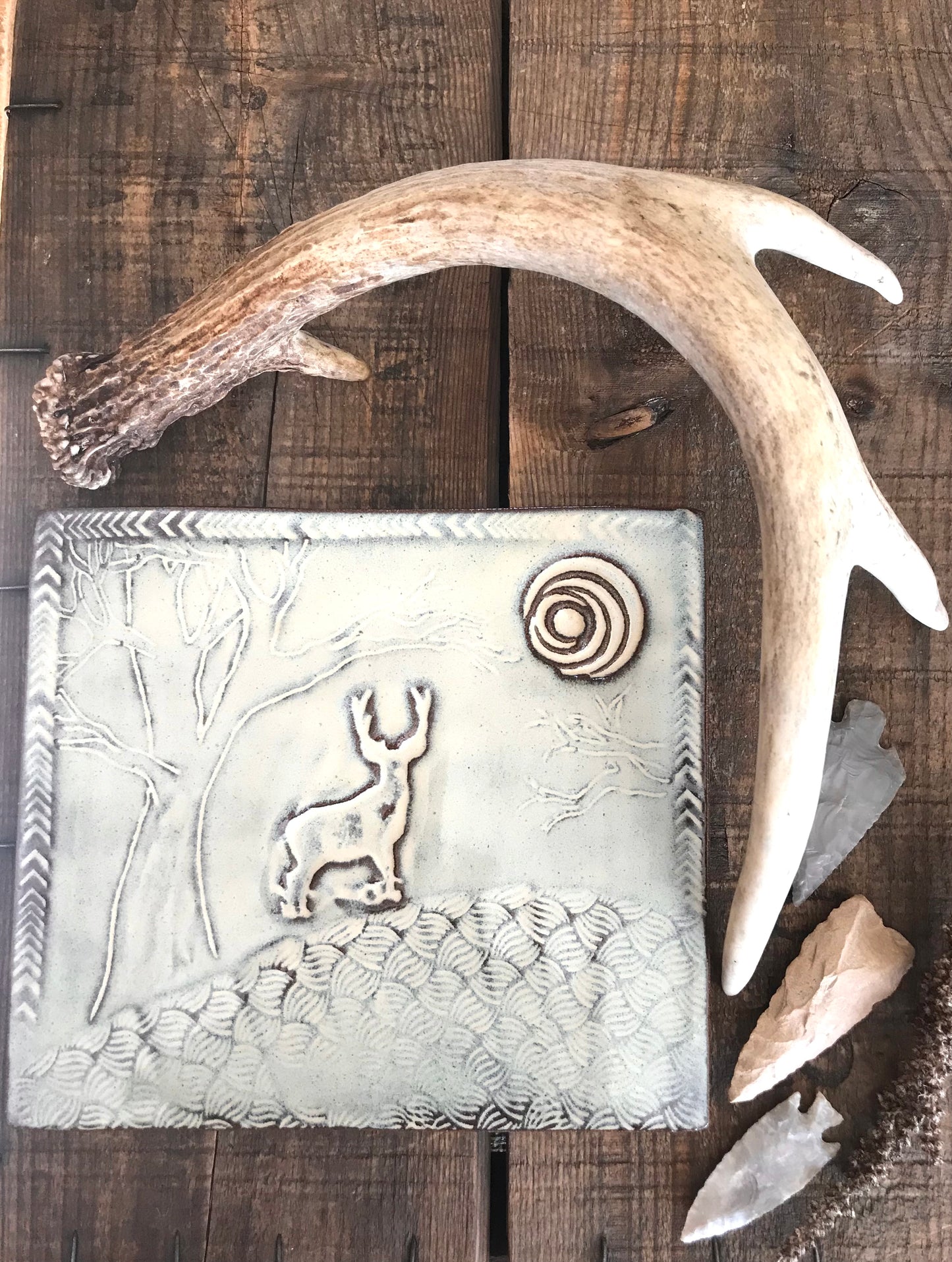 Rustic Wild Buck Deer Trivet in Birch Brown ~ 7.5” x 6.5”