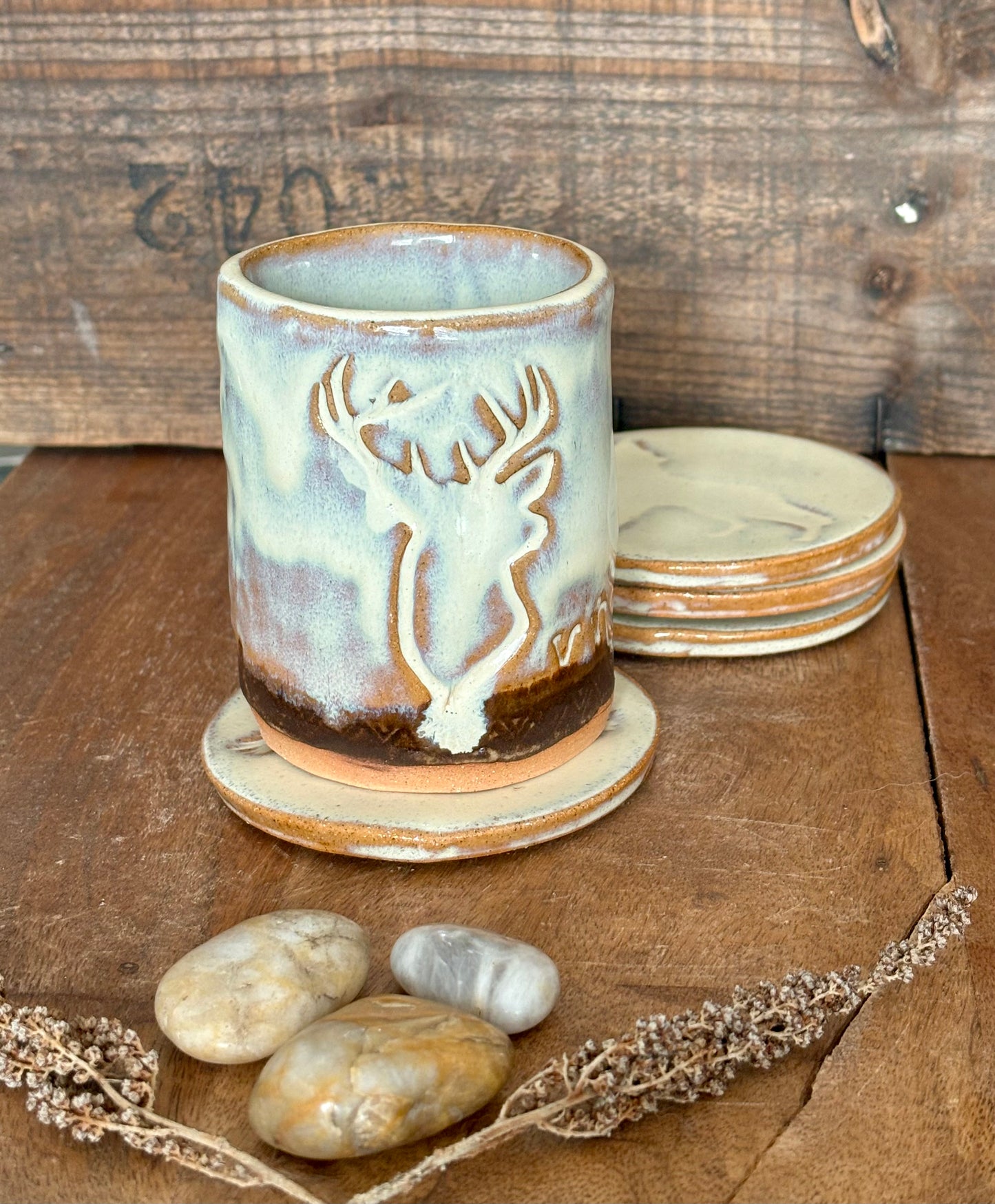 Wild & Free Coasters~ Set of 4 ~ Birch Glaze