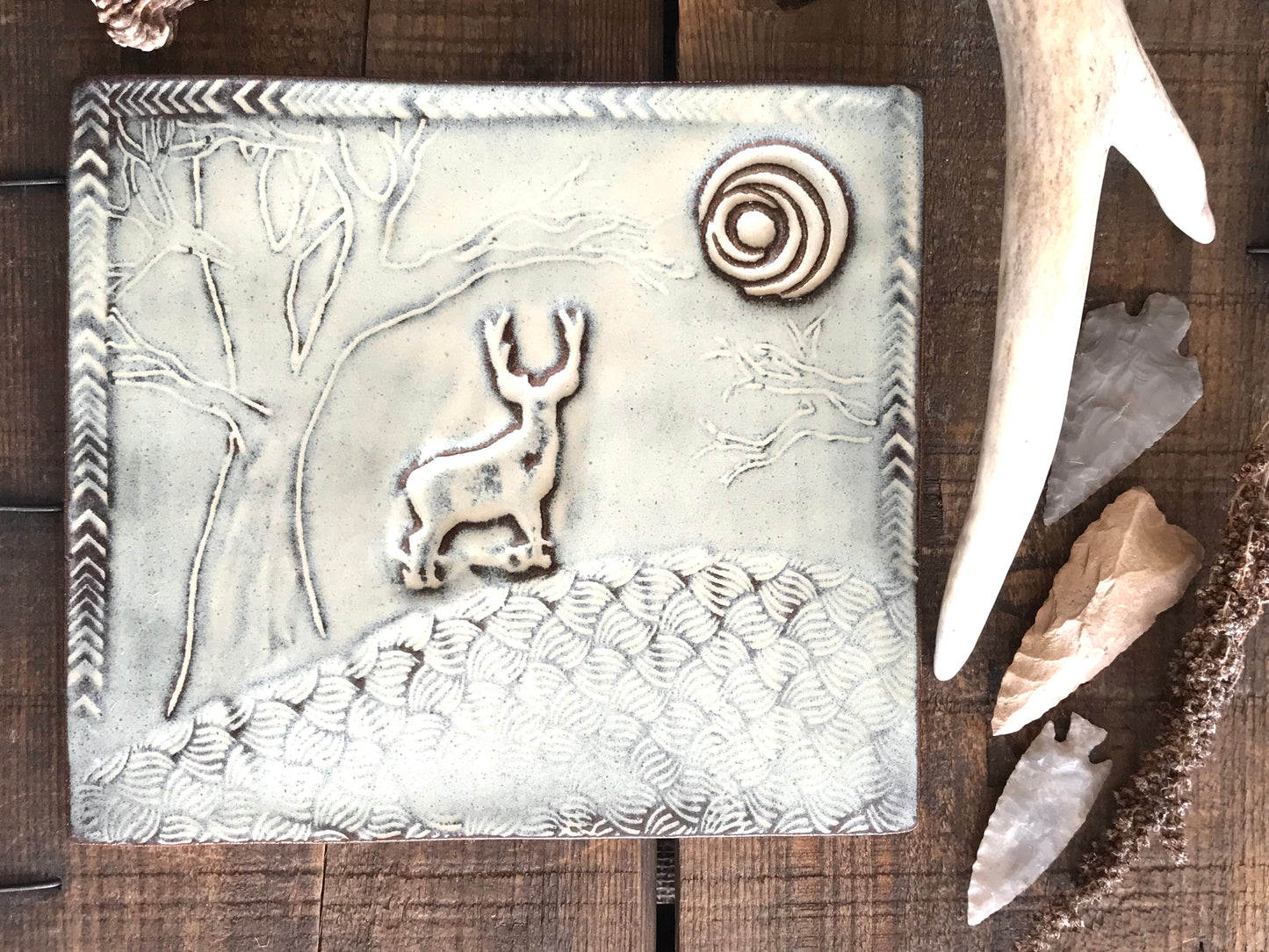 Rustic Wild Buck Deer Trivet in Birch Brown ~ 7.5” x 6.5”