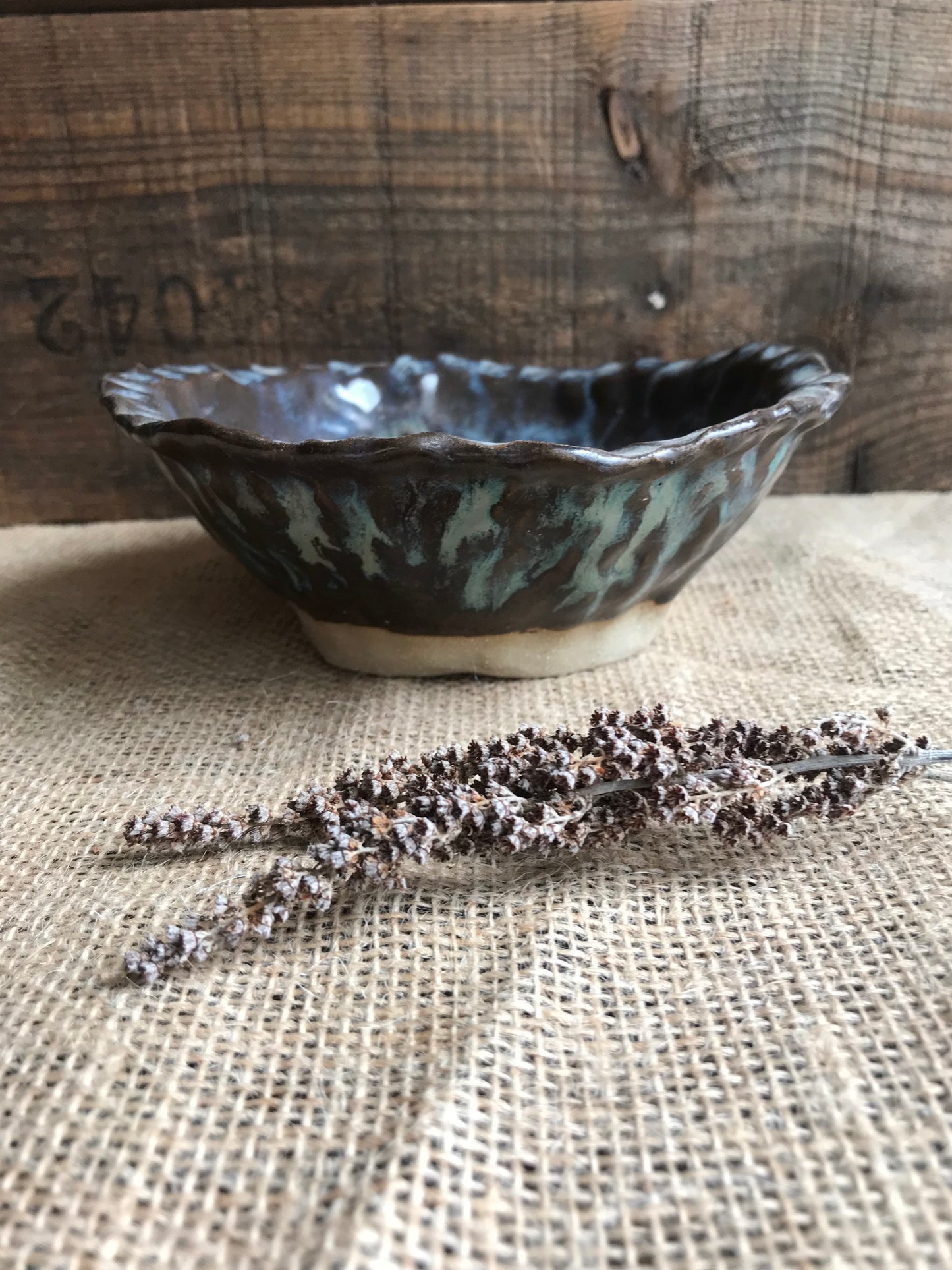 Rustic Handpinched Bowl ~ Night Sky & Charcoal Glaze