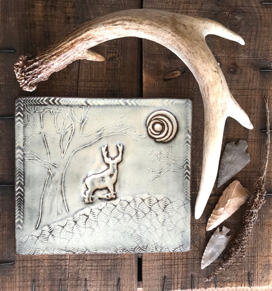 Rustic Wild Buck Deer Trivet in Birch Brown ~ 7.5” x 6.5”