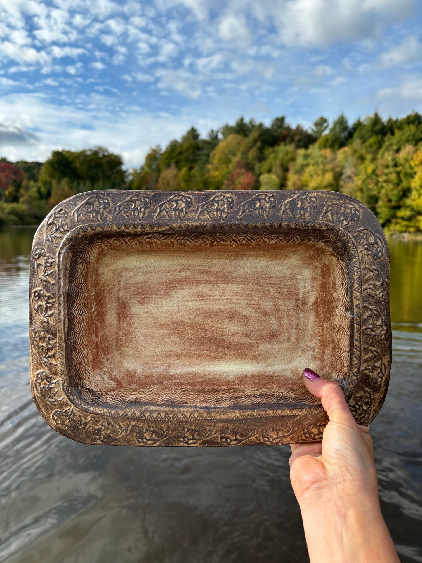 Rustic Wild Buffalo Bread Baking & Meatloaf Pan ~ Red Sands & Brown