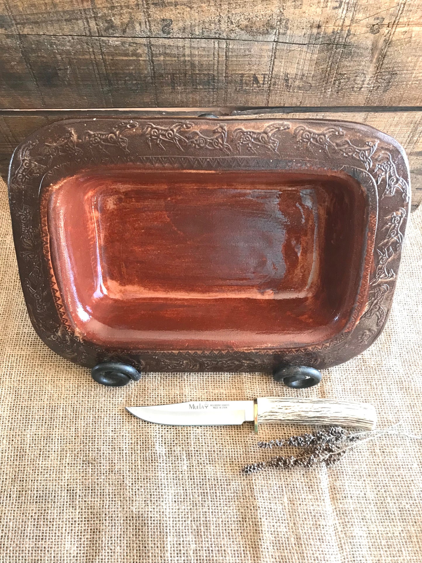 Rustic Wild Mustang Bread Baking & Meatloaf Pan ~ Sedona Red & Brown