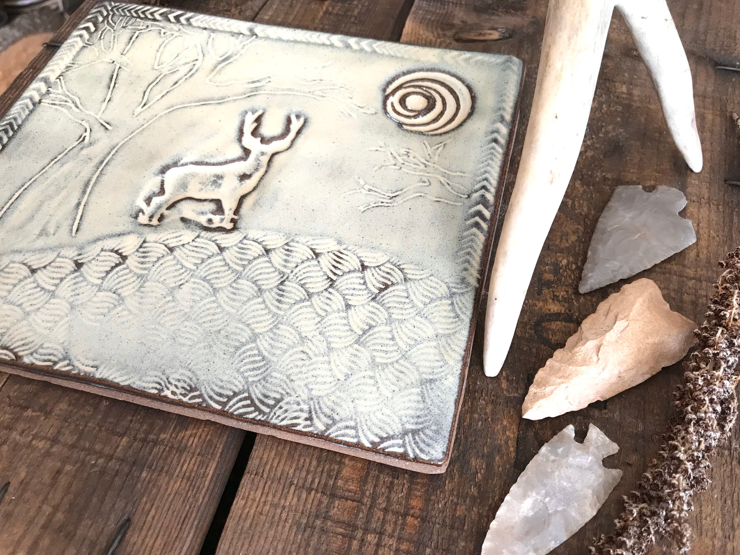 Rustic Wild Buck Deer Trivet in Birch Brown ~ 7.5” x 6.5”