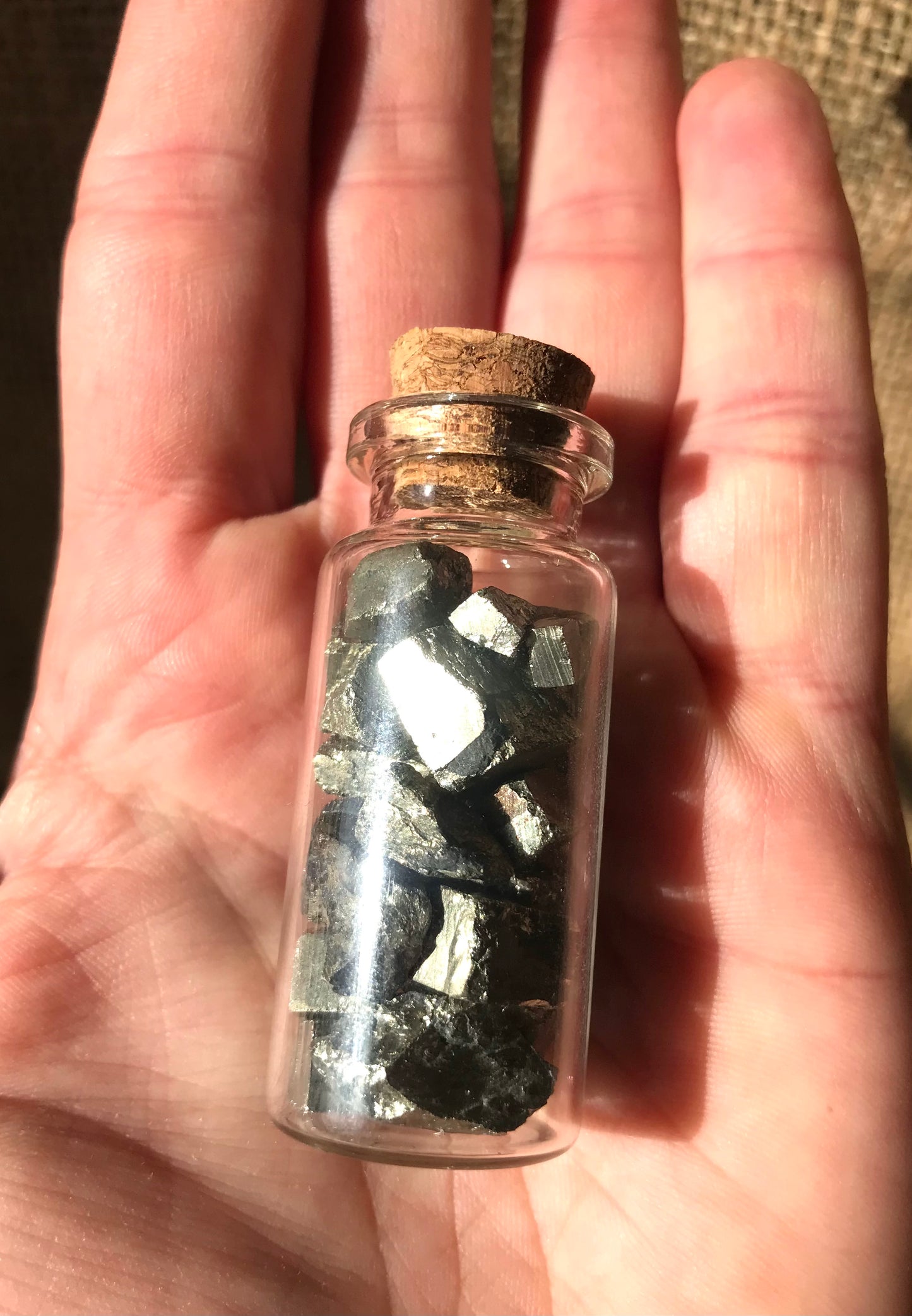 30 gram Glass Vial Natural Vermont Platinum Pyrite ~ Sourced in West Brookfield VT