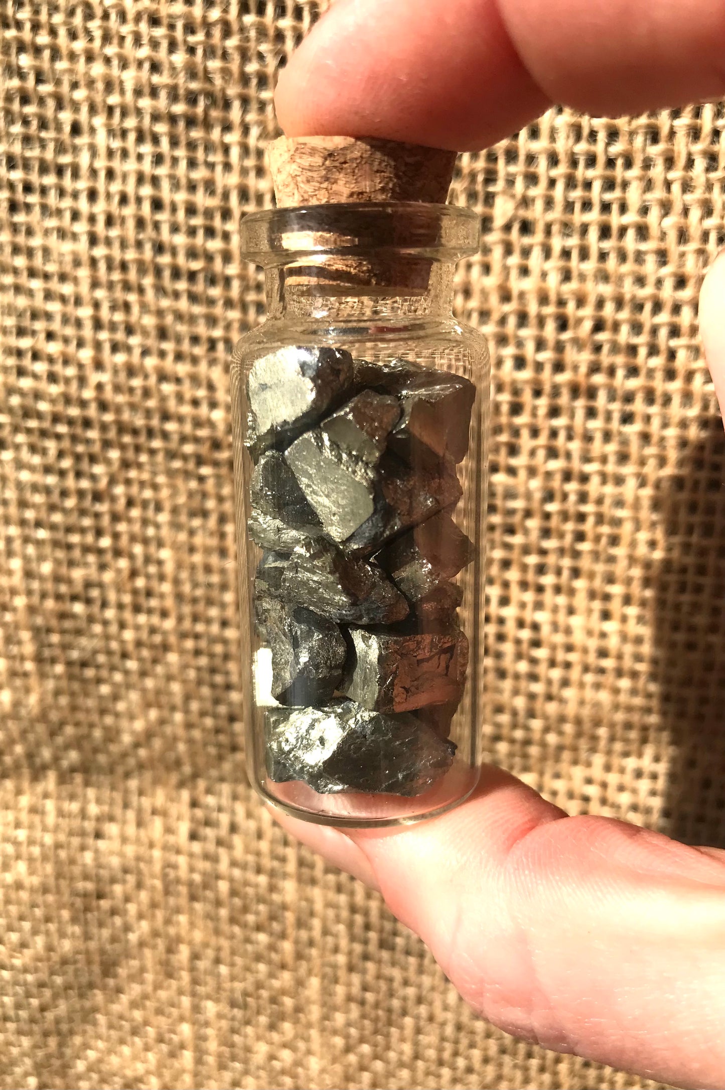 30 gram Glass Vial Natural Vermont Platinum Pyrite ~ Sourced in West Brookfield VT