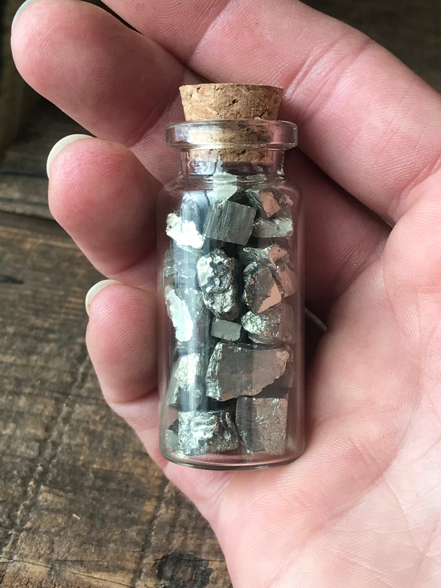 30 gram Glass Vial Natural Vermont Platinum Pyrite ~ Sourced in West Brookfield VT