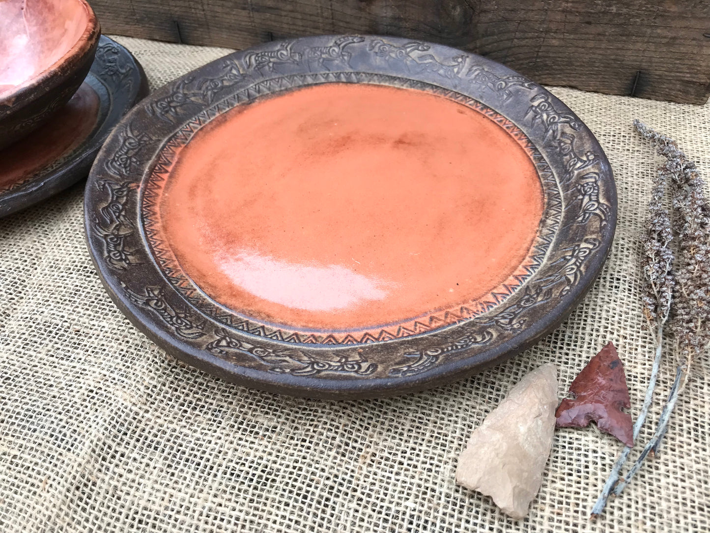 Rustic Wild Mustang Dinnerware ~ Dinner Plate/Salad Plate/Bowl ~ Sedona Red & Brown