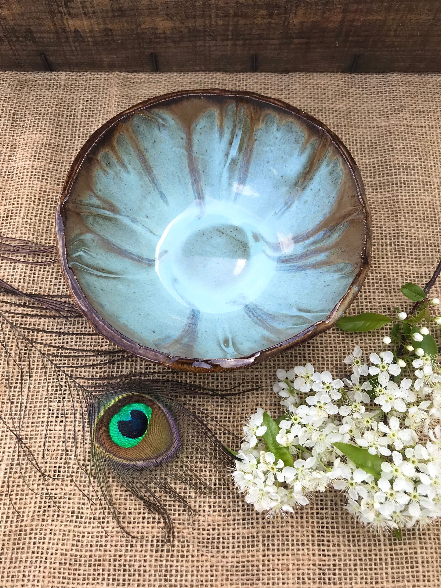 Rustic Wild Buffalo Soup & Salad Big Bowl ~ 6” Diameter ~ 2.5” Depth~ Turquoise & Brown