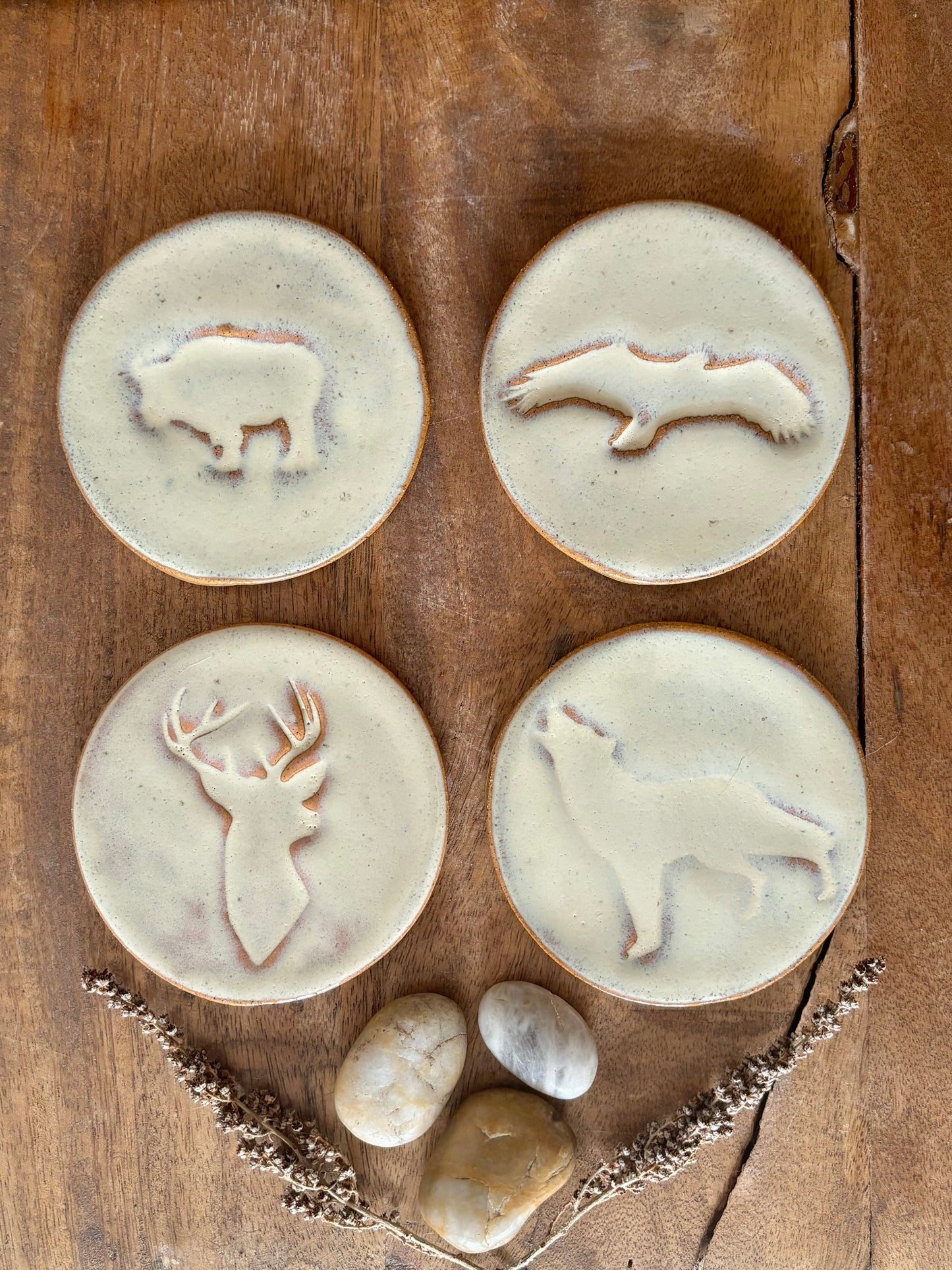 Wild & Free Coasters~ Set of 4 ~ Birch Glaze