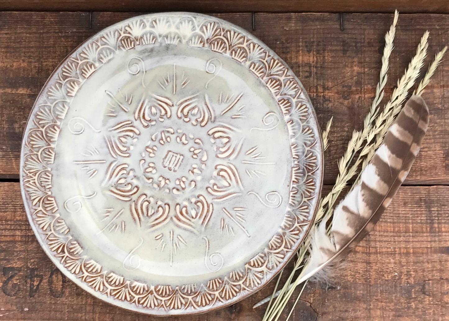 Rustic Native Mandala Dinnerware Set ~ Birch & Brown Glaze