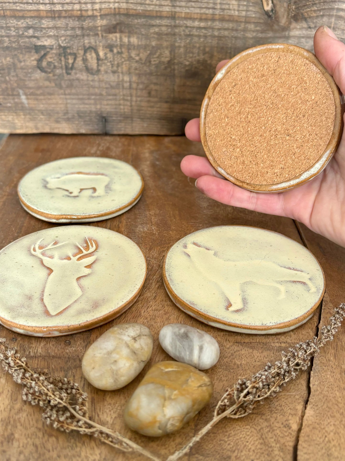 Wild & Free Coasters~ Set of 4 ~ Birch Glaze