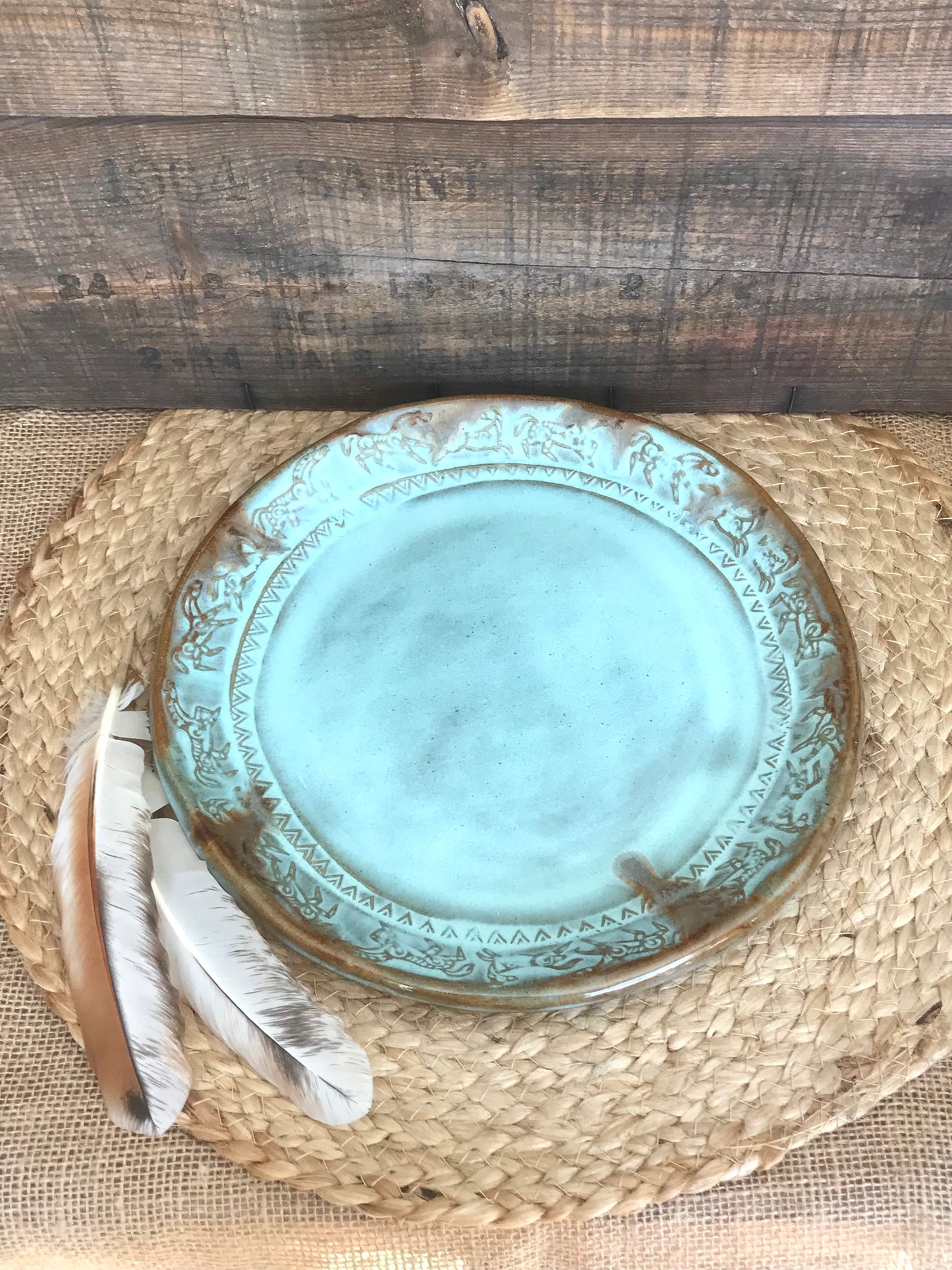 Rustic Wild Mustang Dinnerware ~ Dinner Plate/Salad Plate/Bowl ~ Turquoise & Brown