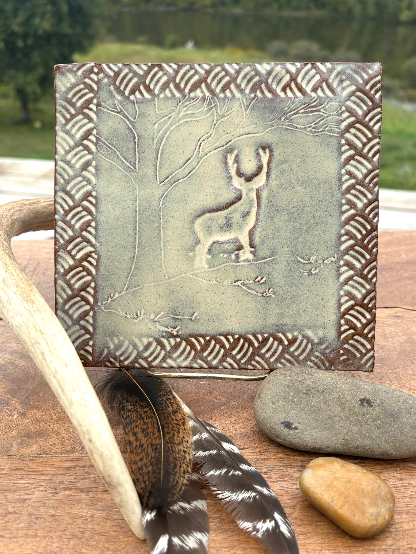 Rustic Wild Buck Deer Trivet in Birch Brown ~ 6.5” x 6.5”