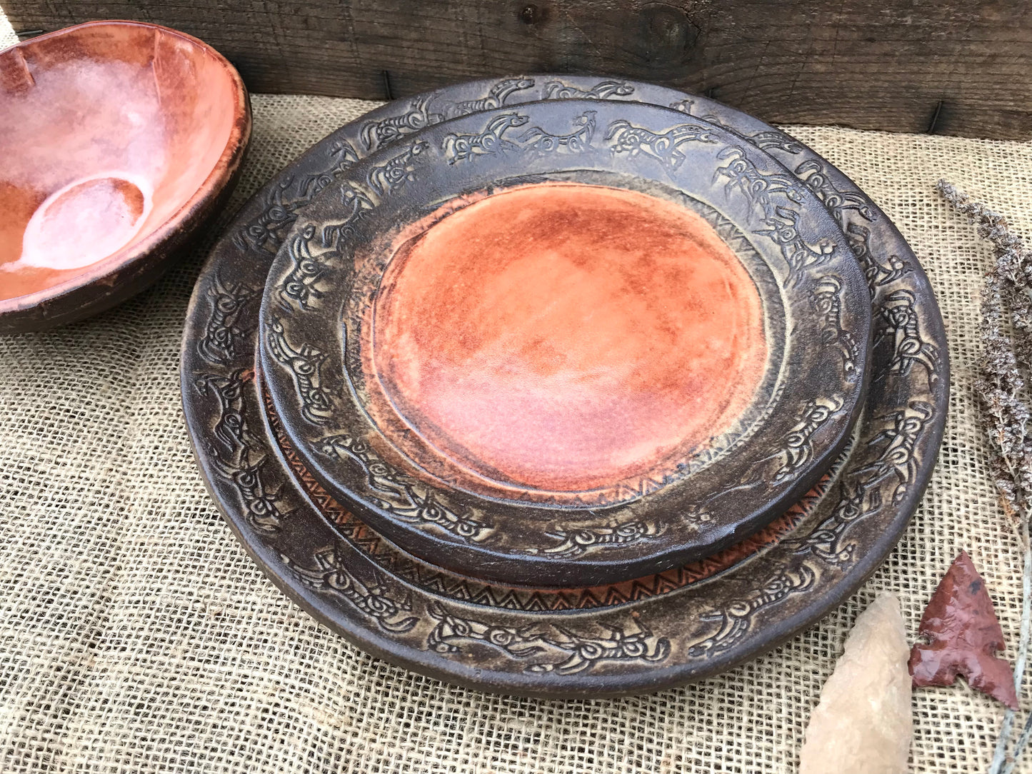 Rustic Wild Mustang Dinnerware ~ Dinner Plate/Salad Plate/Bowl ~ Sedona Red & Brown