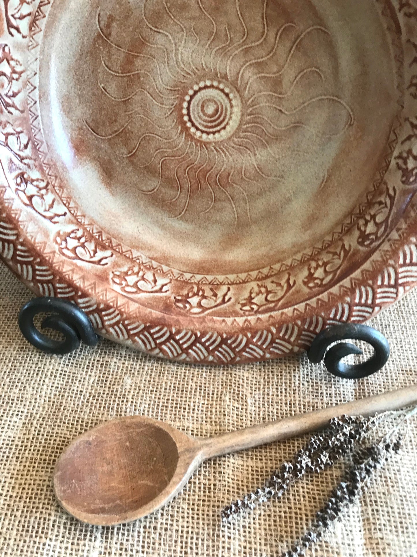 Rustic Wild Buffalo Serving & Baking Bowl ~ 12” Diameter ~ 2.5” Depth~ Red Sand & Brown