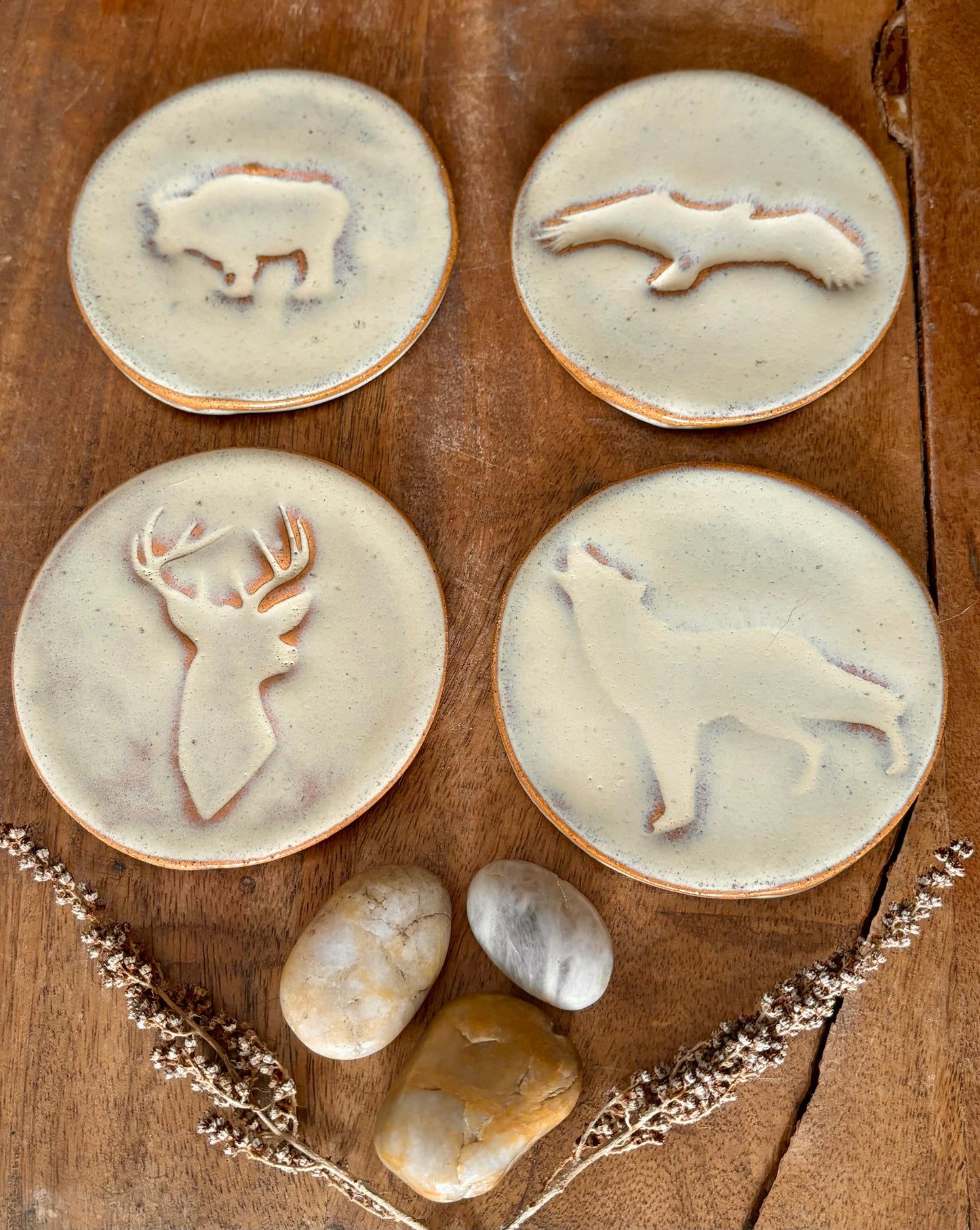 Wild & Free Coasters~ Set of 4 ~ Birch Glaze