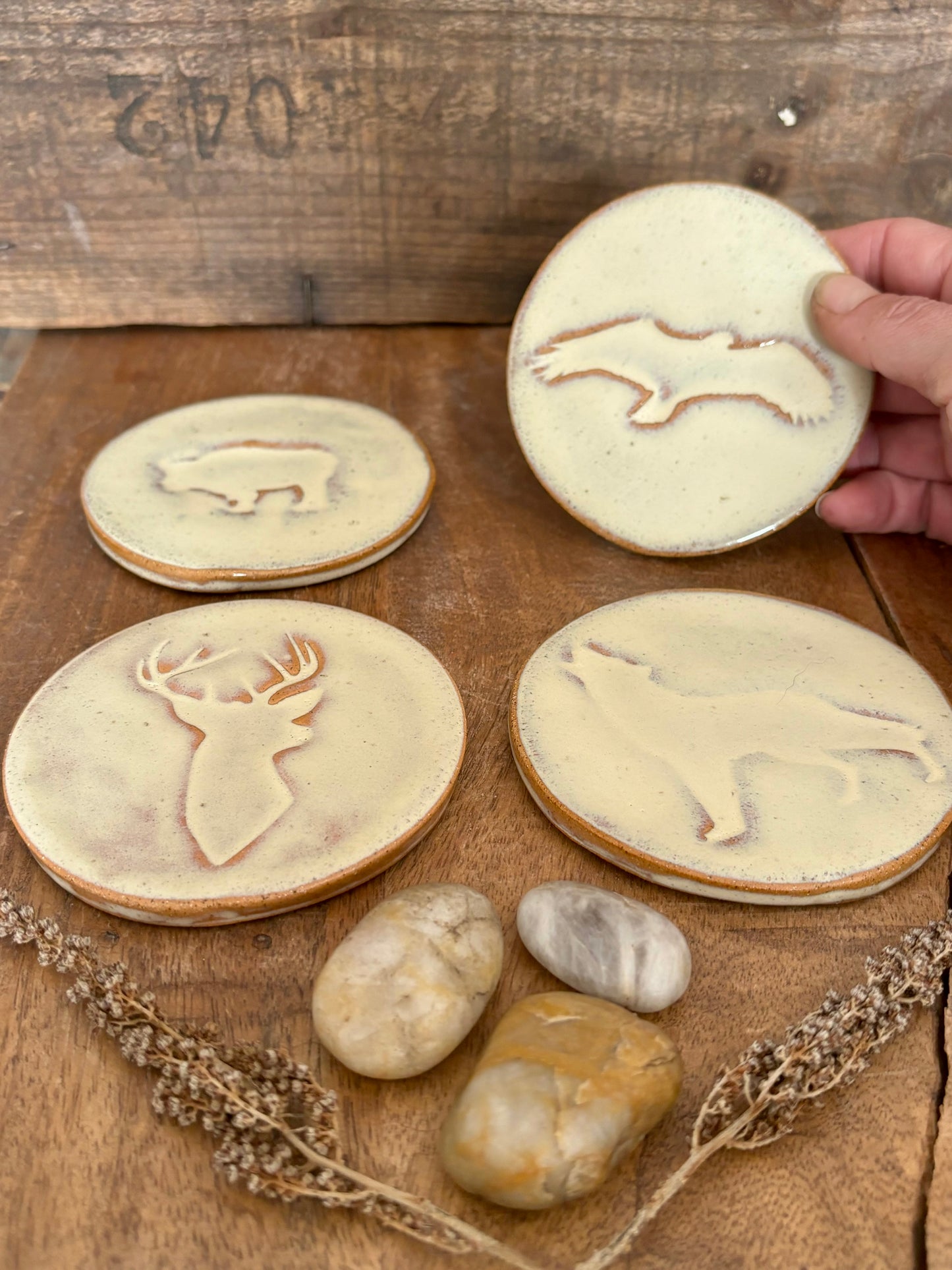 Wild & Free Coasters~ Set of 4 ~ Birch Glaze
