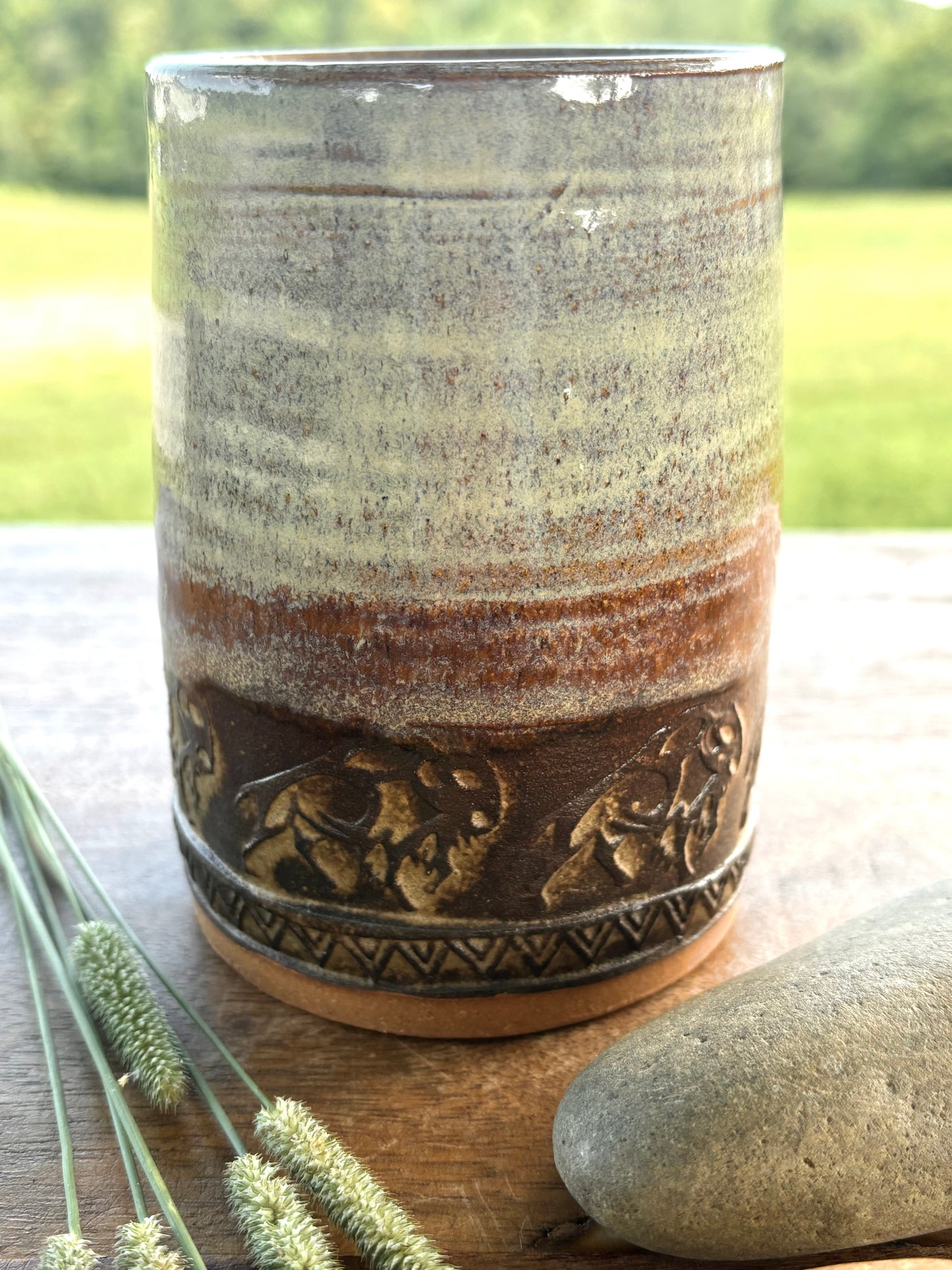 Wild Buffalo Tumbler ~ 9 oz~ Birch & Brown Glaze