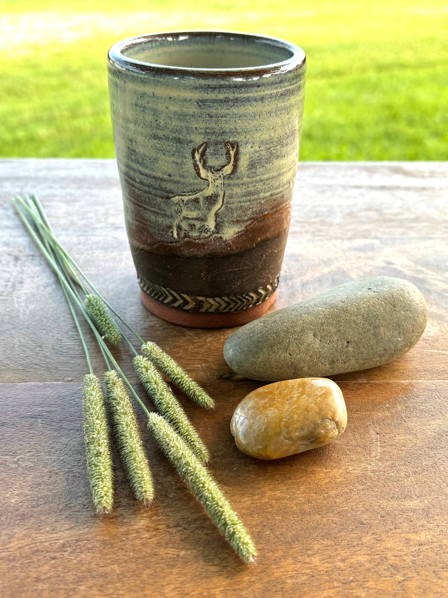 Wild Buck Tumbler ~ 8 oz~ Birch & Brown Glaze