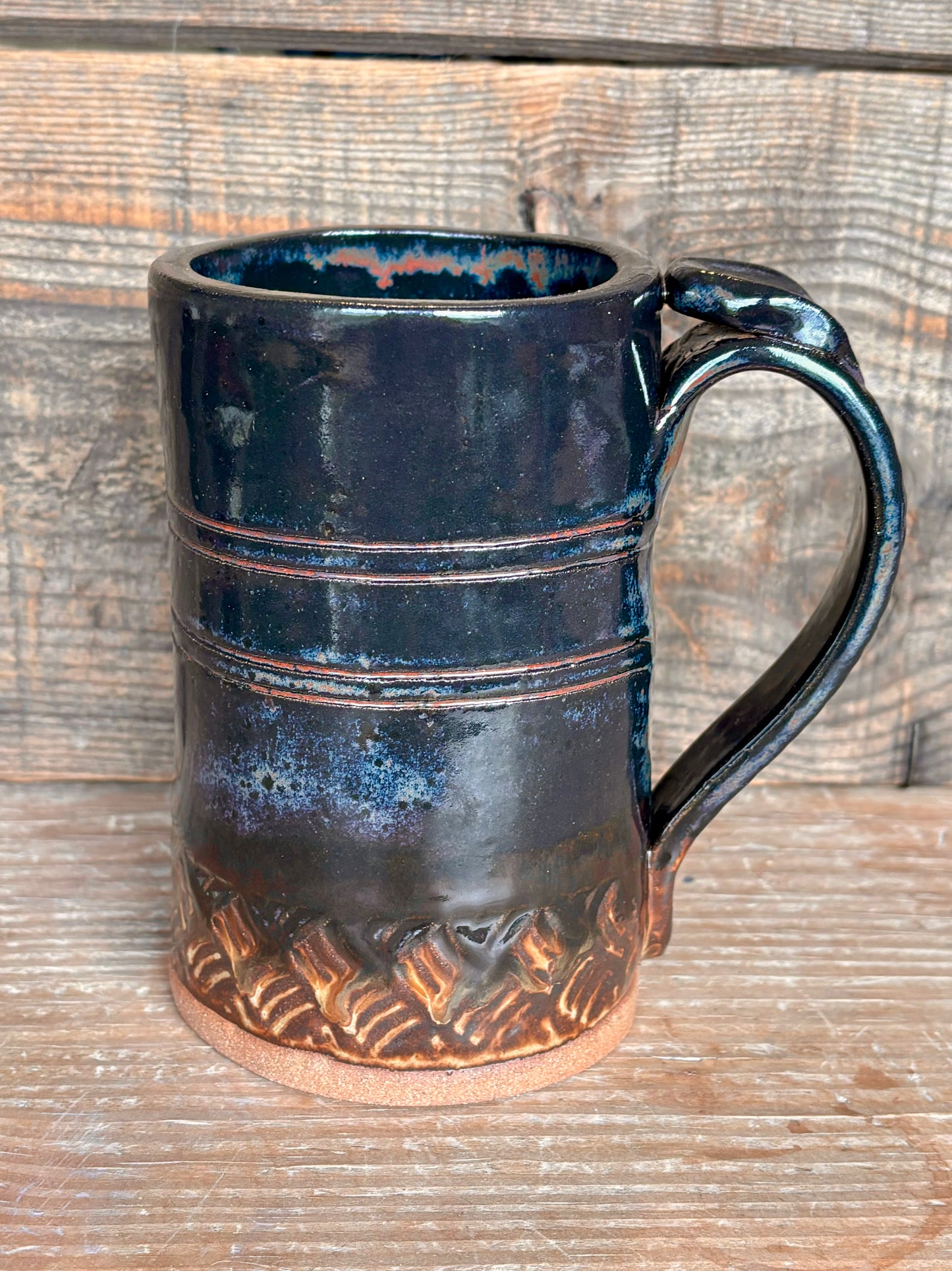 Vermont Love Mug ~ 14 oz~ Smokey Charcoal & Brown Glaze